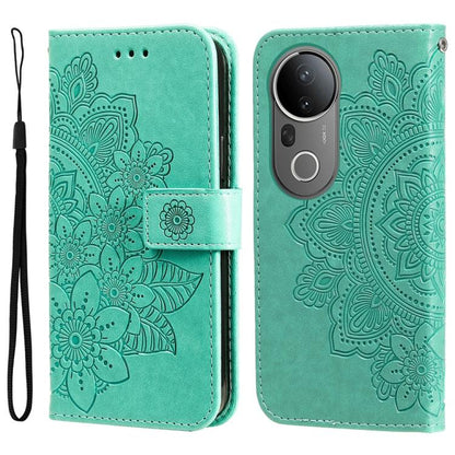 เคสโทรศัพท์หนังลายนูนดอกไม้ 7 กลีบ, For vivo S20 Pro, For vivo Y19s, For vivo X200, For vivo X200 Pro mini, For vivo X200 Pro, For vivo V40 Lite 4G / 5G IDN, For vivo Y300 Pro, For vivo Y28 4G Global, For vivo Y38 5G / T3x 5G Global