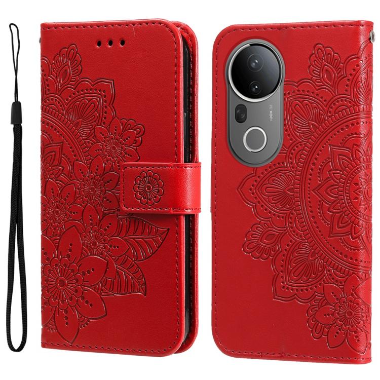 เคสโทรศัพท์หนังลายนูนดอกไม้ 7 กลีบ, For vivo S20 Pro, For vivo Y19s, For vivo X200, For vivo X200 Pro mini, For vivo X200 Pro, For vivo V40 Lite 4G / 5G IDN, For vivo Y300 Pro, For vivo Y28 4G Global, For vivo Y38 5G / T3x 5G Global