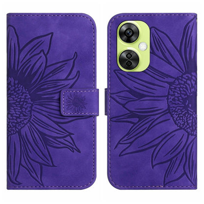 ซองโทรศัพท์หนังลายนูน Skin Feel Sun Flower พร้อมเชือกเส้นเล็ก, For OnePlus Nord CE4, For OnePlus 12R 5G Global, For OnePlus 12 5G Global, For OnePlus Nord CE 3 Lite