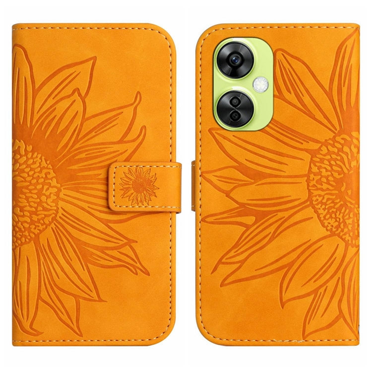 ซองโทรศัพท์หนังลายนูน Skin Feel Sun Flower พร้อมเชือกเส้นเล็ก, For OnePlus Nord CE4, For OnePlus 12R 5G Global, For OnePlus 12 5G Global, For OnePlus Nord CE 3 Lite