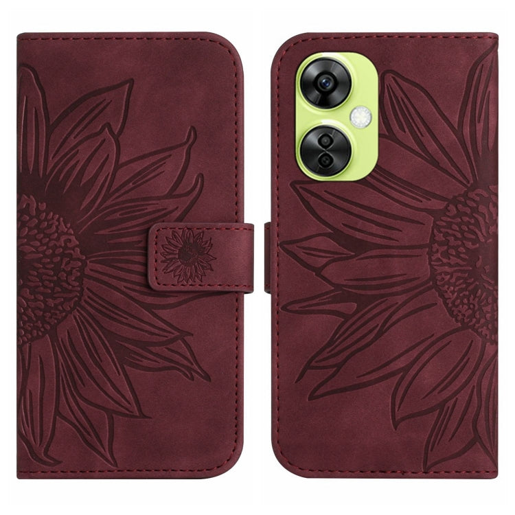 ซองโทรศัพท์หนังลายนูน Skin Feel Sun Flower พร้อมเชือกเส้นเล็ก, For OnePlus Nord CE4, For OnePlus 12R 5G Global, For OnePlus 12 5G Global, For OnePlus Nord CE 3 Lite