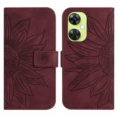 ซองโทรศัพท์หนังลายนูน Skin Feel Sun Flower พร้อมเชือกเส้นเล็ก, For OnePlus Nord CE4, For OnePlus 12R 5G Global, For OnePlus 12 5G Global, For OnePlus Nord CE 3 Lite