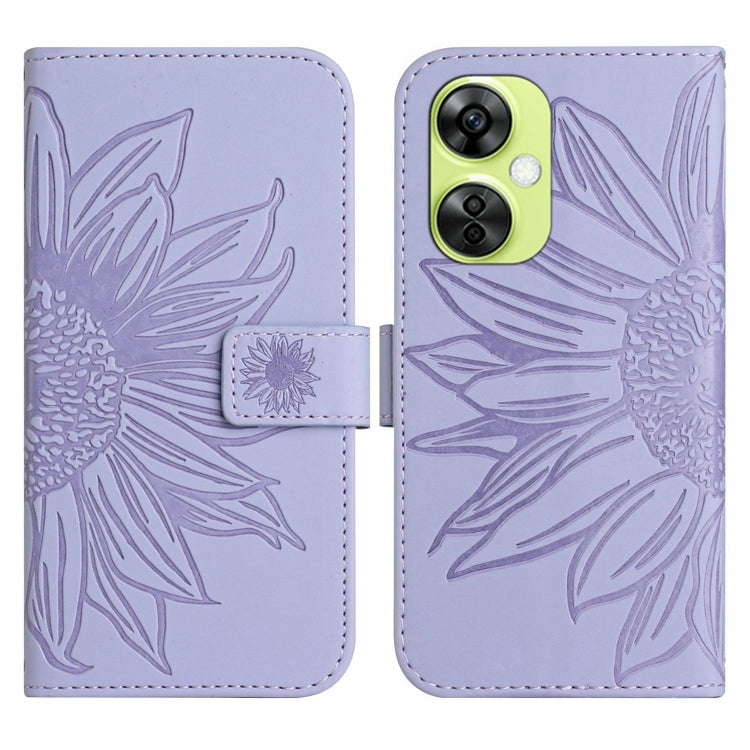 ซองโทรศัพท์หนังลายนูน Skin Feel Sun Flower พร้อมเชือกเส้นเล็ก, For OnePlus Nord CE4, For OnePlus 12R 5G Global, For OnePlus 12 5G Global, For OnePlus Nord CE 3 Lite