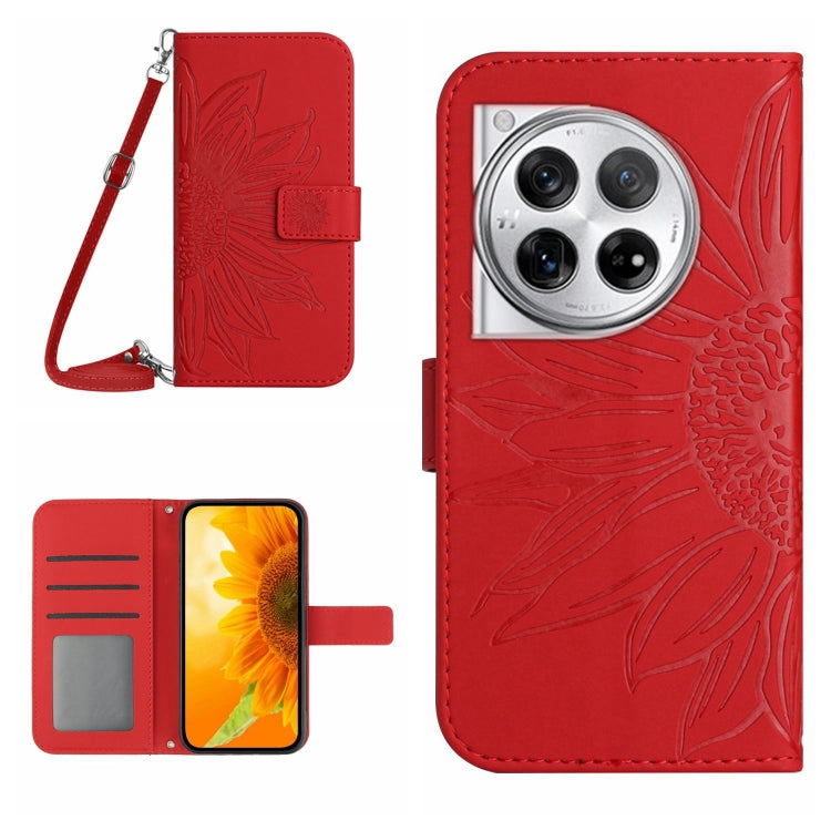 ซองโทรศัพท์หนังลายนูน Skin Feel Sun Flower พร้อมเชือกเส้นเล็ก, For OnePlus Nord CE4, For OnePlus 12R 5G Global, For OnePlus 12 5G Global, For OnePlus Nord CE 3 Lite