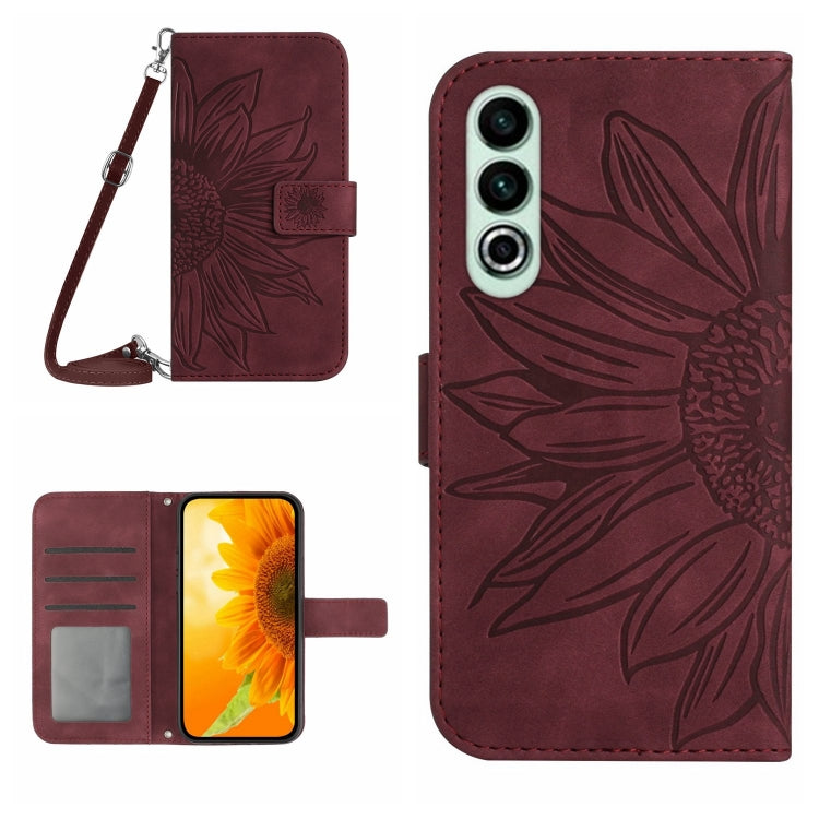 ซองโทรศัพท์หนังลายนูน Skin Feel Sun Flower พร้อมเชือกเส้นเล็ก, For OnePlus Nord CE4, For OnePlus 12R 5G Global, For OnePlus 12 5G Global, For OnePlus Nord CE 3 Lite