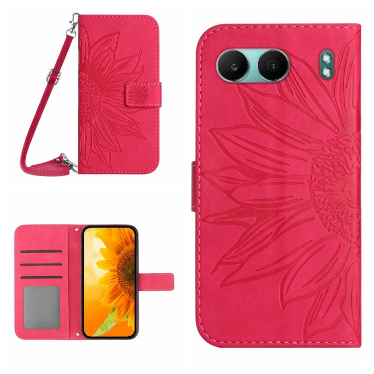 ซองโทรศัพท์หนังลายนูน Skin Feel Sun Flower พร้อมเชือกเส้นเล็ก, For OnePlus 13T, For OnePlus 13R, For OnePlus 13, For OnePlus Nord 4 5G