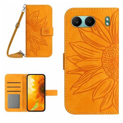 ซองโทรศัพท์หนังลายนูน Skin Feel Sun Flower พร้อมเชือกเส้นเล็ก, For OnePlus 13T, For OnePlus 13R, For OnePlus 13, For OnePlus Nord 4 5G
