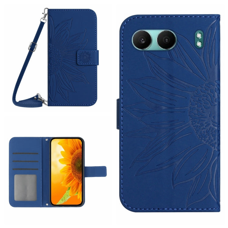 ซองโทรศัพท์หนังลายนูน Skin Feel Sun Flower พร้อมเชือกเส้นเล็ก, For OnePlus 13T, For OnePlus 13R, For OnePlus 13, For OnePlus Nord 4 5G