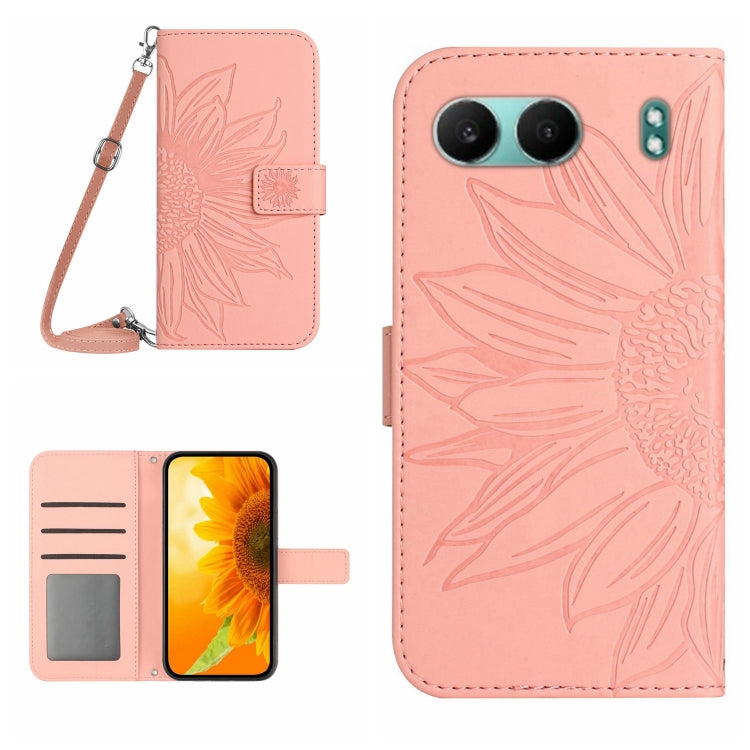 ซองโทรศัพท์หนังลายนูน Skin Feel Sun Flower พร้อมเชือกเส้นเล็ก, For OnePlus 13T, For OnePlus 13R, For OnePlus 13, For OnePlus Nord 4 5G