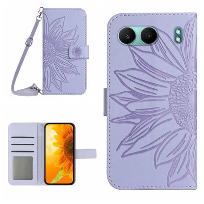 ซองโทรศัพท์หนังลายนูน Skin Feel Sun Flower พร้อมเชือกเส้นเล็ก, For OnePlus 13T, For OnePlus 13R, For OnePlus 13, For OnePlus Nord 4 5G
