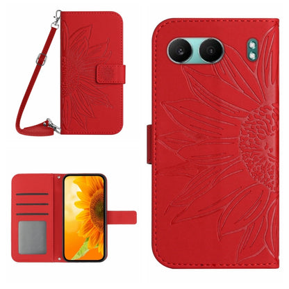 ซองโทรศัพท์หนังลายนูน Skin Feel Sun Flower พร้อมเชือกเส้นเล็ก, For OnePlus 13T, For OnePlus 13R, For OnePlus 13, For OnePlus Nord 4 5G