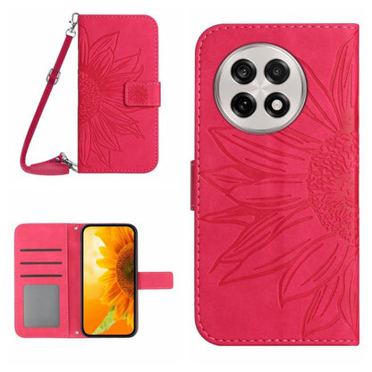 ซองโทรศัพท์หนังลายนูน Skin Feel Sun Flower พร้อมเชือกเส้นเล็ก, For OnePlus 13T, For OnePlus 13R, For OnePlus 13, For OnePlus Nord 4 5G