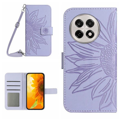 ซองโทรศัพท์หนังลายนูน Skin Feel Sun Flower พร้อมเชือกเส้นเล็ก, For OnePlus 13T, For OnePlus 13R, For OnePlus 13, For OnePlus Nord 4 5G
