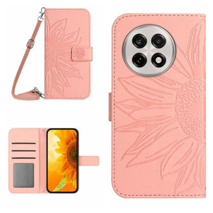 ซองโทรศัพท์หนังลายนูน Skin Feel Sun Flower พร้อมเชือกเส้นเล็ก, For OnePlus 13T, For OnePlus 13R, For OnePlus 13, For OnePlus Nord 4 5G