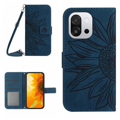 ซองโทรศัพท์หนังลายนูน Skin Feel Sun Flower พร้อมเชือกเส้นเล็ก, For OnePlus 13T, For OnePlus 13R, For OnePlus 13, For OnePlus Nord 4 5G