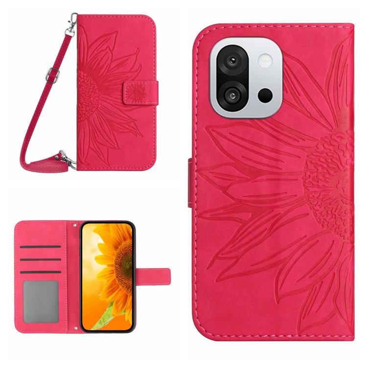ซองโทรศัพท์หนังลายนูน Skin Feel Sun Flower พร้อมเชือกเส้นเล็ก, For OnePlus 13T, For OnePlus 13R, For OnePlus 13, For OnePlus Nord 4 5G