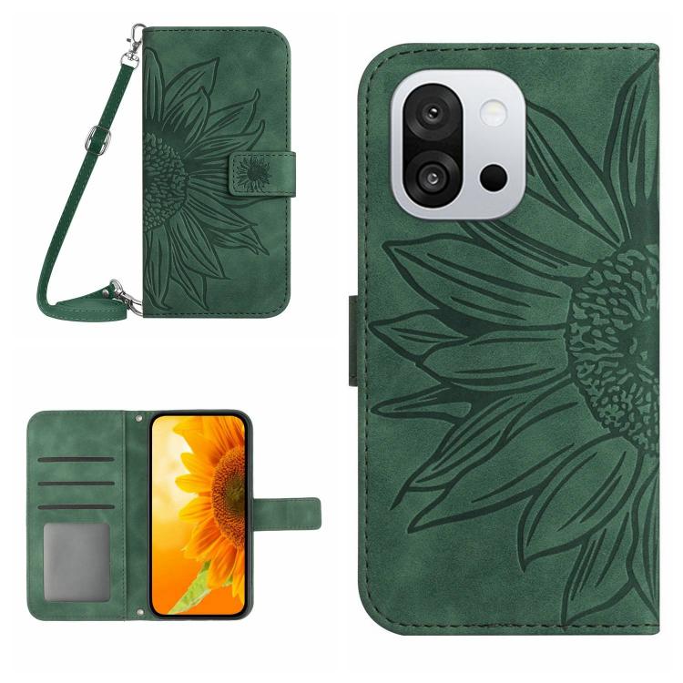 ซองโทรศัพท์หนังลายนูน Skin Feel Sun Flower พร้อมเชือกเส้นเล็ก, For OnePlus 13T, For OnePlus 13R, For OnePlus 13, For OnePlus Nord 4 5G