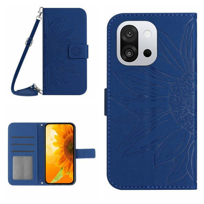 ซองโทรศัพท์หนังลายนูน Skin Feel Sun Flower พร้อมเชือกเส้นเล็ก, For OnePlus 13T, For OnePlus 13R, For OnePlus 13, For OnePlus Nord 4 5G