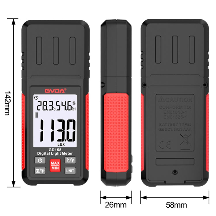 GVDA GD158 200000Lux Digital Light Meter Tester เครื่องวัดความสว่าง