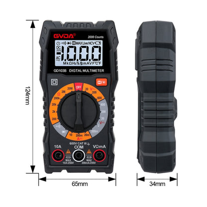 GVDA GD103B มัลติมิเตอร์แบบดิจิตอลมัลติฟังก์ชั่น DMM โวลต์มิเตอร์, GD103B