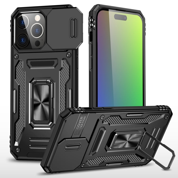 เคสโทรศัพท์ Armor PC + TPU Camera Shield, For iPhone 16 Pro, For iPhone 16 Plus, For iPhone 16, For iPhone 15 Pro Max, For iPhone 15 Pro, For iPhone 15 Plus
