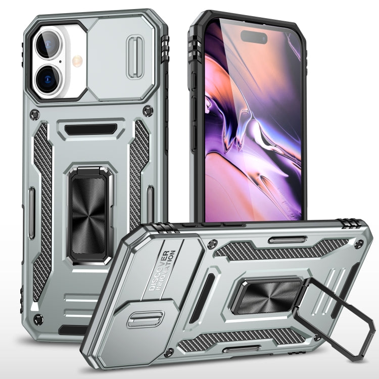 เคสโทรศัพท์ Armor PC + TPU Camera Shield, For iPhone 16 Pro, For iPhone 16 Plus, For iPhone 16, For iPhone 15 Pro Max, For iPhone 15 Pro, For iPhone 15 Plus