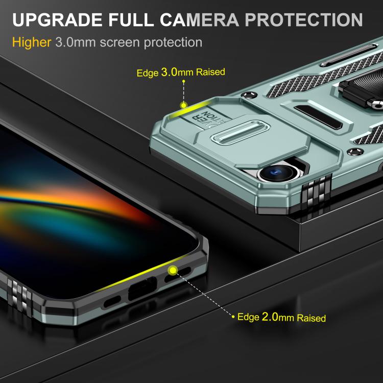 เคสโทรศัพท์ Armor PC + TPU Camera Shield, For iPhone 17e / 16e, For iPhone 17 Pro Max, For iPhone 17 Pro, For iPhone 17, For iPhone Air, For iPhone 16 Pro Max
