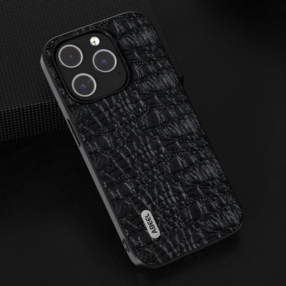 ABEEL เคสโทรศัพท์หนังแท้ Canopy Black Edge, For iPhone 15 Pro Max, For iPhone 15 Pro, For iPhone 15 Plus, For iPhone 15