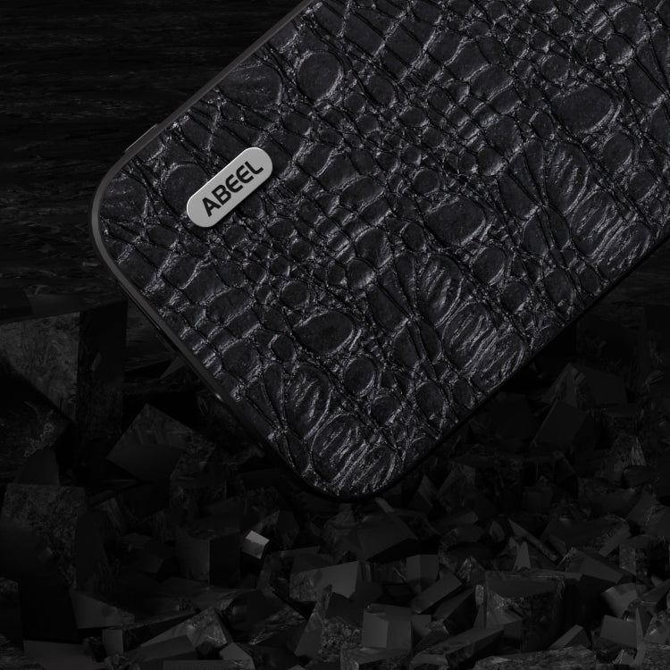 ABEEL เคสโทรศัพท์หนังแท้ Canopy Black Edge, For iPhone 15 Pro Max, For iPhone 15 Pro, For iPhone 15 Plus, For iPhone 15