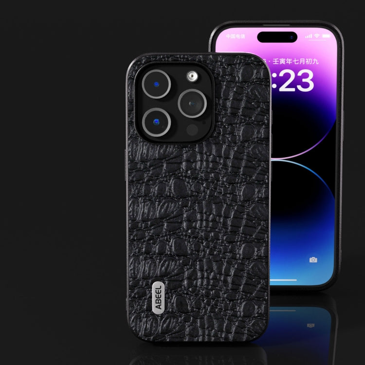 ABEEL เคสโทรศัพท์หนังแท้ Canopy Black Edge, For iPhone 15 Pro Max, For iPhone 15 Pro, For iPhone 15 Plus, For iPhone 15