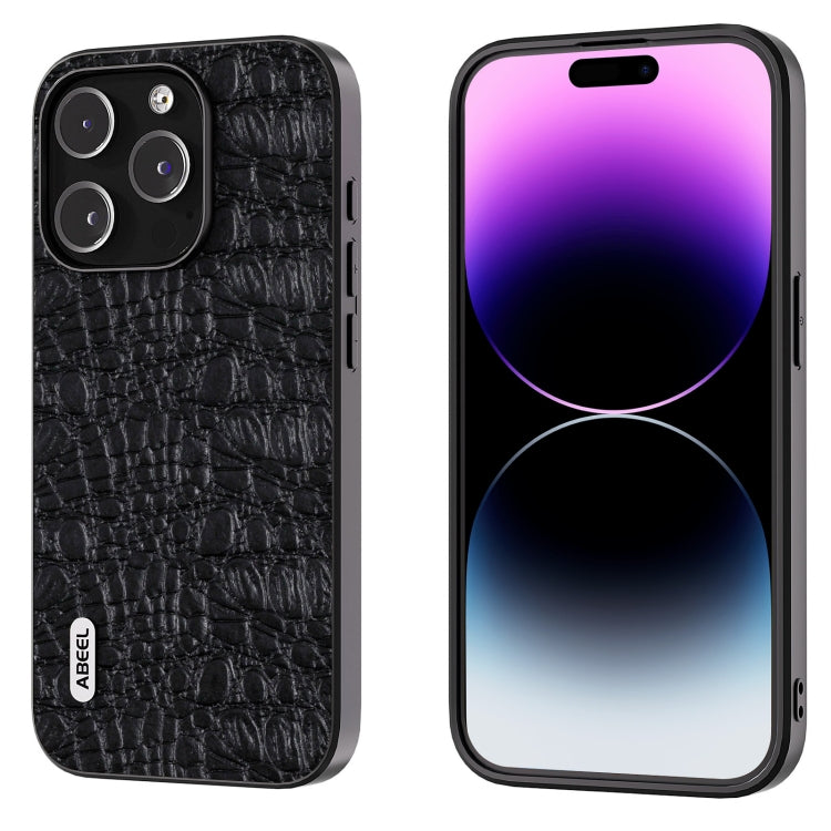 ABEEL เคสโทรศัพท์หนังแท้ Canopy Black Edge, For iPhone 15 Pro Max, For iPhone 15 Pro, For iPhone 15 Plus, For iPhone 15
