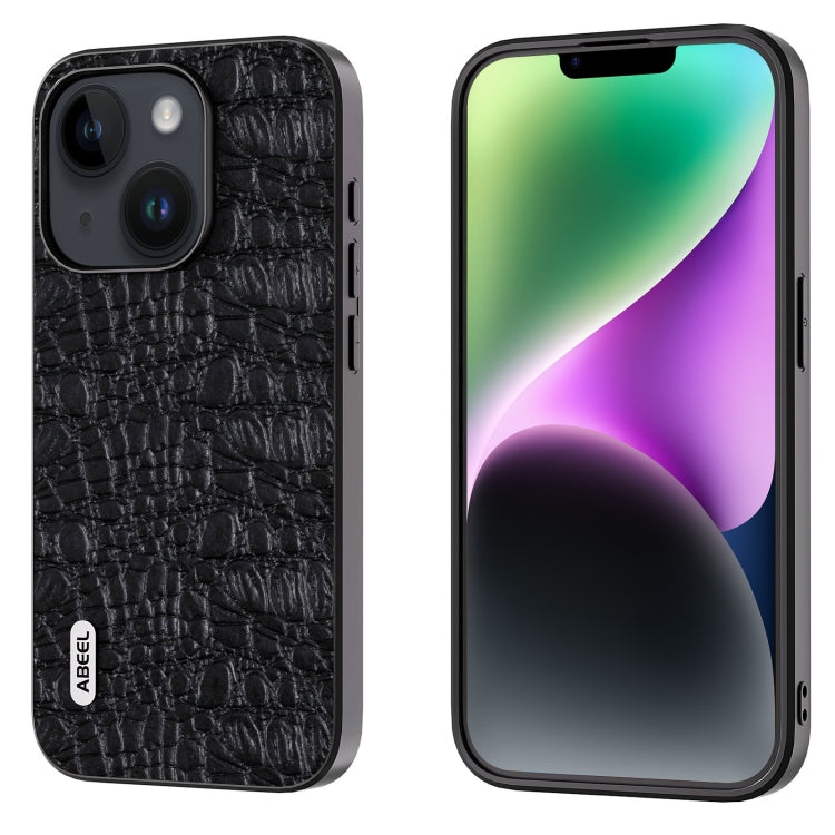 ABEEL เคสโทรศัพท์หนังแท้ Canopy Black Edge, For iPhone 15 Pro Max, For iPhone 15 Pro, For iPhone 15 Plus, For iPhone 15