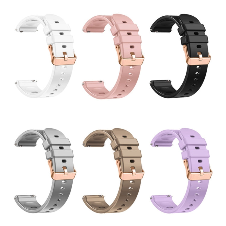 สายนาฬิกาซิลิโคนหัวเข็มขัดสีโรสโกลด์สีทึบ 20 มม, For Amazfit GTR Mini / Bip 3 / Bip 3 Pro