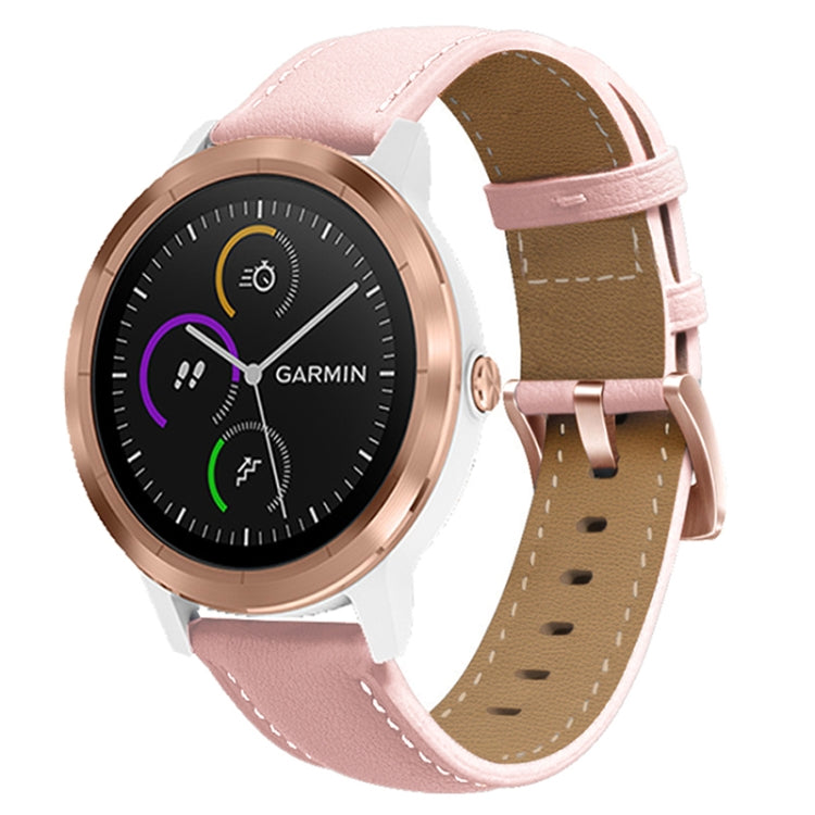 สายนาฬิกาหนังแท้หัวเข็มขัดสีโรสโกลด์ 20 มม, For Garmin Venu / SQ / SQ2 / Venu 2 Plus