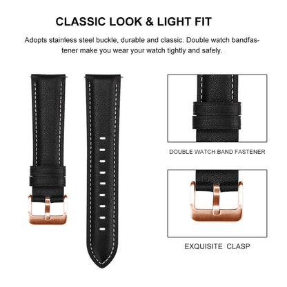 สายนาฬิกาหนังแท้หัวเข็มขัดสีโรสโกลด์ 20 มม, For Garmin Venu / SQ / SQ2 / Venu 2 Plus