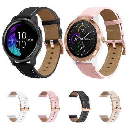 สายนาฬิกาหนังแท้หัวเข็มขัดสีโรสโกลด์ 20 มม, For Garmin Venu / SQ / SQ2 / Venu 2 Plus
