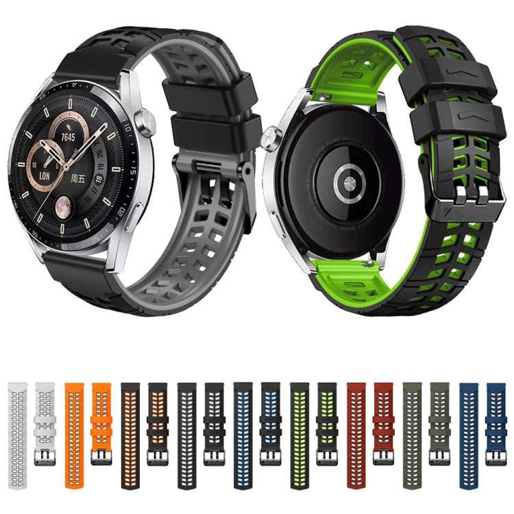 สายนาฬิกาซิลิโคนสองสีรูสองแถวขนาด 22 มม, For Huawei Watch4 / 4 Pro / Watch3 / 3 Pro
