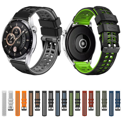 สายนาฬิกาซิลิโคนสองสีรูสองแถวขนาด 22 มม, For Huawei Watch4 / 4 Pro / Watch3 / 3 Pro