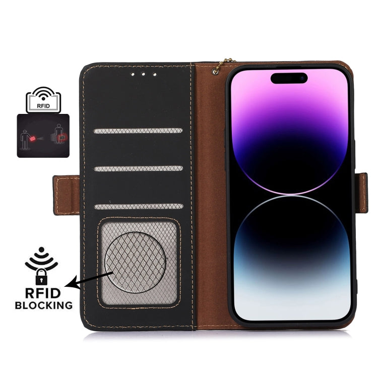 ซองโทรศัพท์หนัง RFID แม่เหล็กหนังแท้, For iPhone 16 Pro Max, For iPhone 16 Pro, For iPhone 15 Pro Max, For iPhone 15 Pro, For iPhone 15 Plus, For iPhone 15