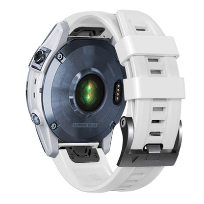 สายนาฬิกาซิลิโคนหัวเข็มขัดเหล็กสีดำแบบสกรู, For Garmin Forerunner 965 / 955 / 945 / 935, For Garmin Tactix 7 Pro / Fenix 7X  / 6X Pro