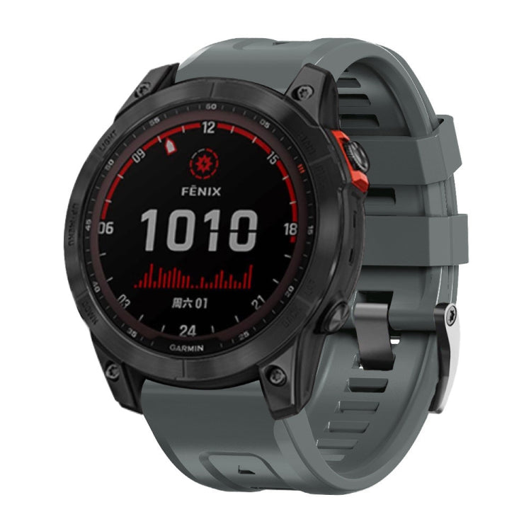 สายนาฬิกาซิลิโคนหัวเข็มขัดเหล็กสีดำแบบสกรู, For Garmin Forerunner 965 / 955 / 945 / 935, For Garmin Tactix 7 Pro / Fenix 7X  / 6X Pro
