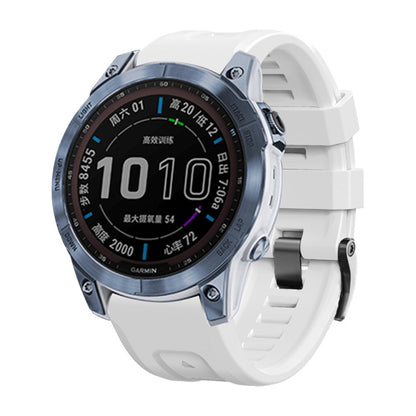 สายนาฬิกาซิลิโคนหัวเข็มขัดเหล็กสีดำแบบสกรู, For Garmin Forerunner 965 / 955 / 945 / 935, For Garmin Tactix 7 Pro / Fenix 7X  / 6X Pro