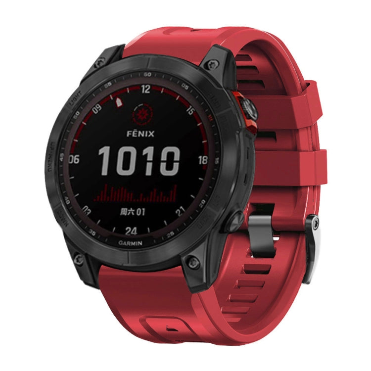 สายนาฬิกาซิลิโคนหัวเข็มขัดเหล็กสีดำแบบสกรู, For Garmin Forerunner 965 / 955 / 945 / 935, For Garmin Tactix 7 Pro / Fenix 7X  / 6X Pro