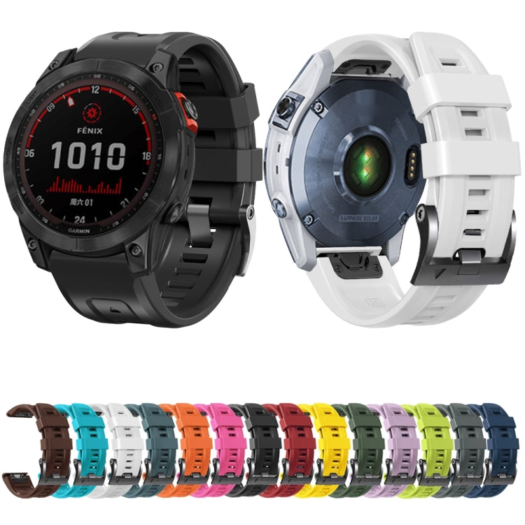สายนาฬิกาซิลิโคนหัวเข็มขัดเหล็กสีดำแบบสกรู, For Garmin Forerunner 965 / 955 / 945 / 935, For Garmin Tactix 7 Pro / Fenix 7X  / 6X Pro