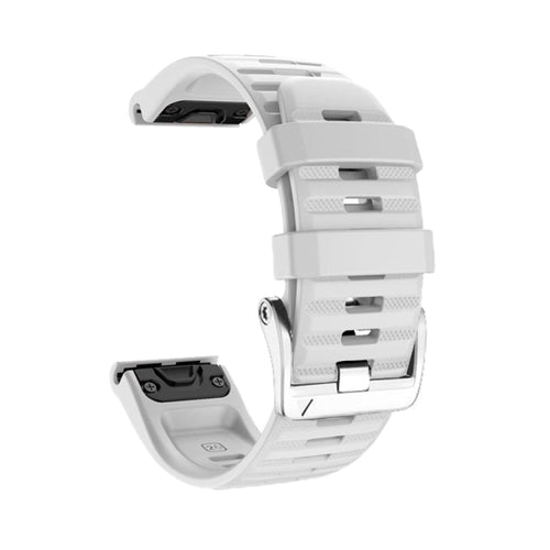 สายนาฬิกาซิลิโคนหัวเข็มขัดเหล็กสีเงินสกรู, For Garmin Forerunner 965 / 955 / 945 / 935, For Garmin Tactix 7 Pro / Fenix 7X / 6X Pro
