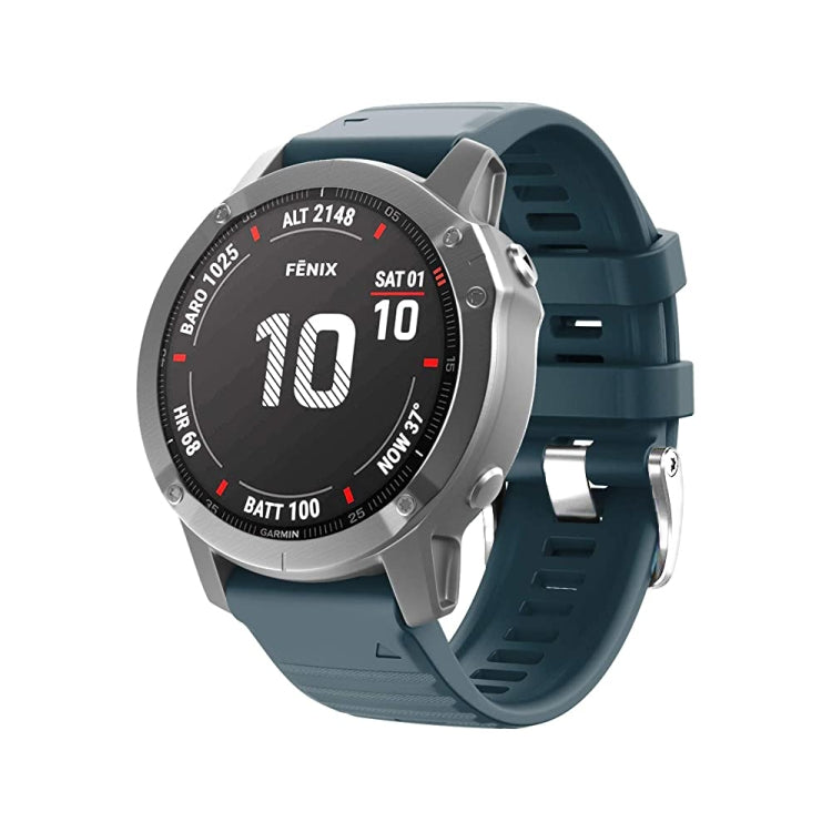 สายนาฬิกาซิลิโคนหัวเข็มขัดเหล็กสีเงินสกรู, For Garmin Forerunner 965 / 955 / 945 / 935, For Garmin Tactix 7 Pro / Fenix 7X / 6X Pro