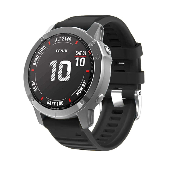 สายนาฬิกาซิลิโคนหัวเข็มขัดเหล็กสีเงินสกรู, For Garmin Forerunner 965 / 955 / 945 / 935, For Garmin Tactix 7 Pro / Fenix 7X / 6X Pro