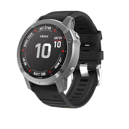 สายนาฬิกาซิลิโคนหัวเข็มขัดเหล็กสีเงินสกรู, For Garmin Forerunner 965 / 955 / 945 / 935, For Garmin Tactix 7 Pro / Fenix 7X / 6X Pro
