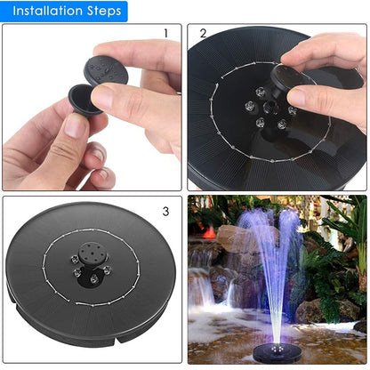 ปั๊มน้ำพุพลังงานแสงอาทิตย์พร้อมไฟ LED, Fountain Pump with LED Light