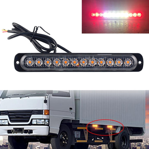 DC12V-24V / 36W รถบรรทุกฉุกเฉิน Strobe ไฟเตือนแฟลช 12LEDs ไฟด้านข้างยาวบางเฉียบ, DC12V-24V / 36W